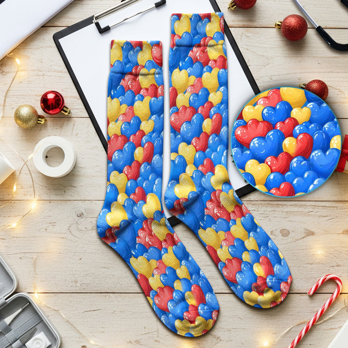 Colorful Autism Heart Nurse Socks
