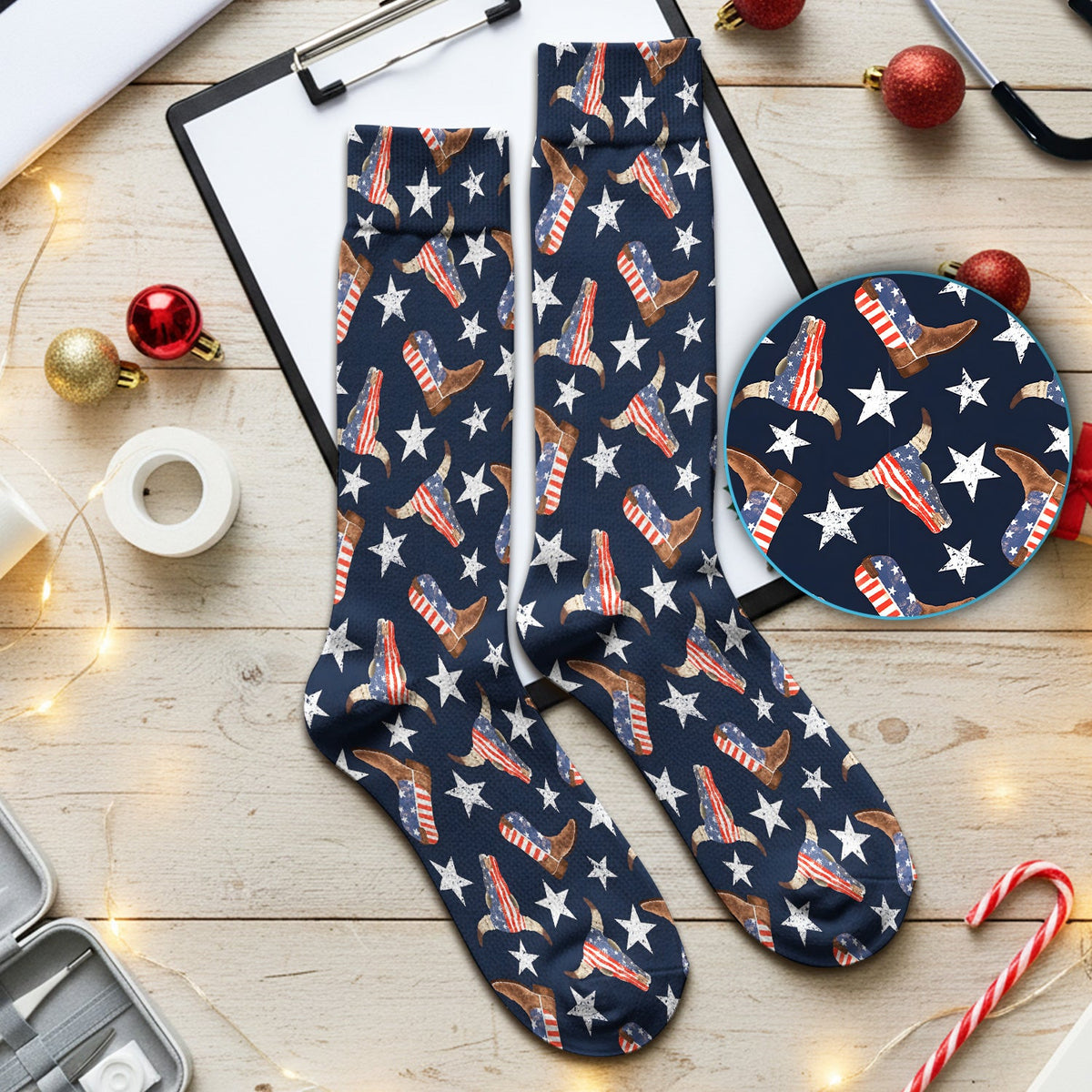 Western Boots Stars Nurse Socks