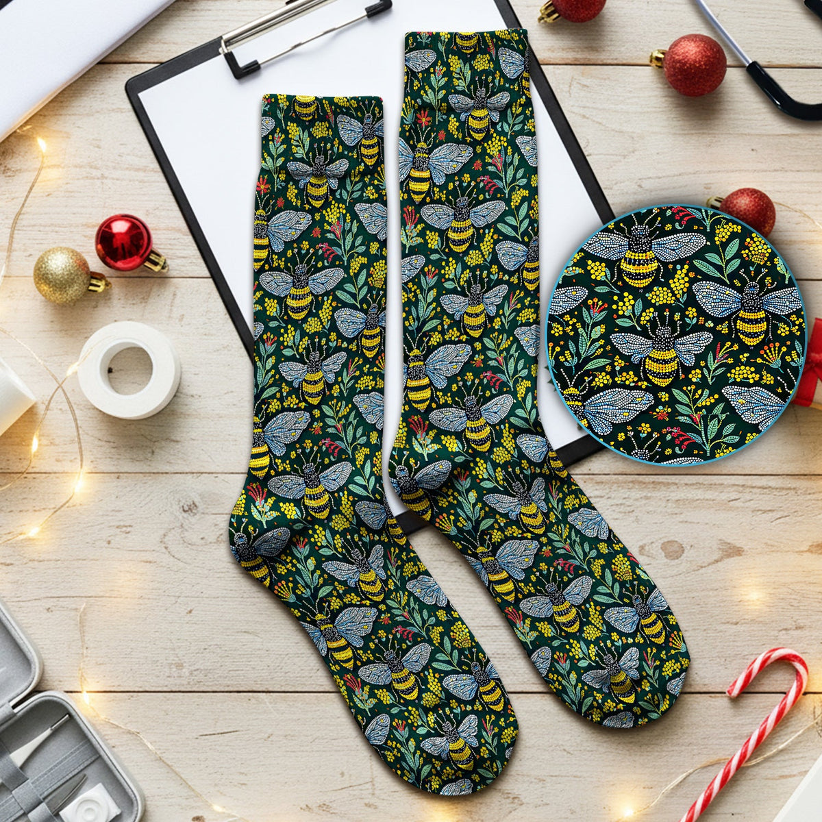 Honey Bee Wildflower Garden Nurse Socks