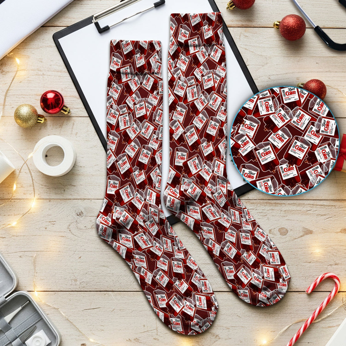 Red Soda Bottle Nurse Socks