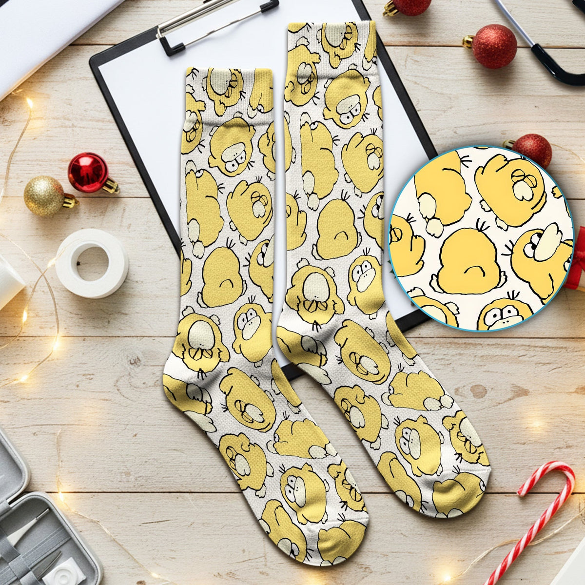Yellow Cartoon Duck Nurse Socks