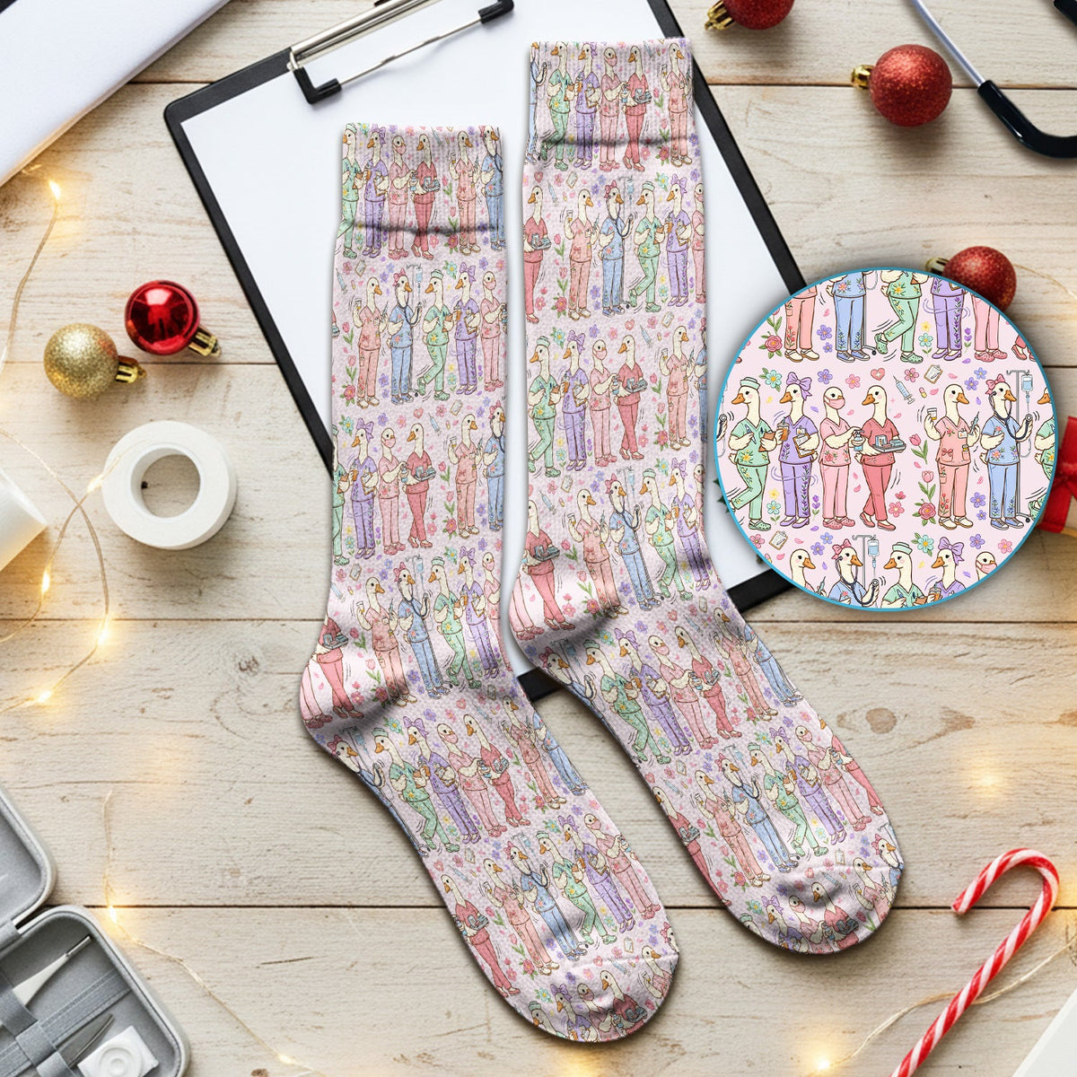 Goose Characters Floral Nurse Socks