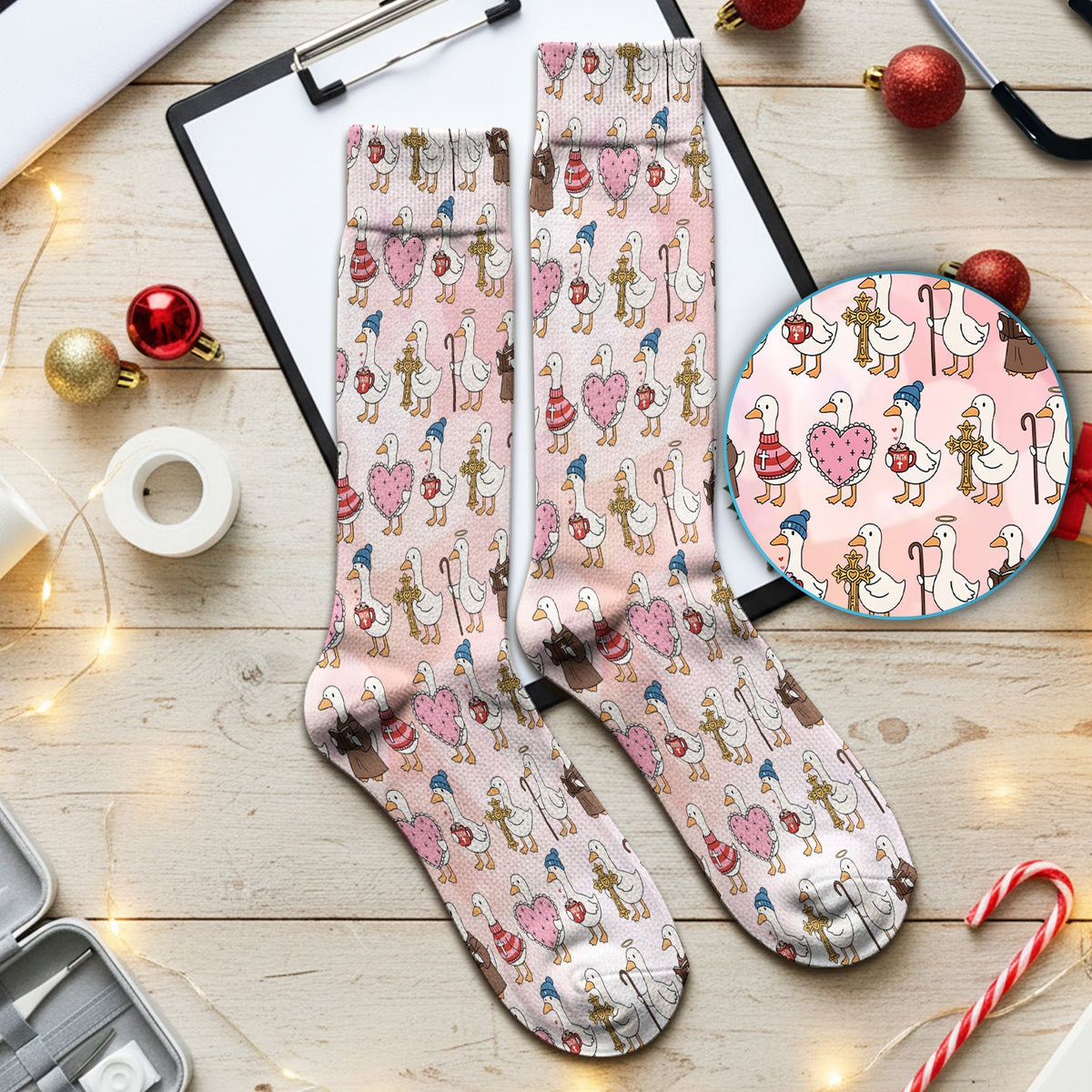 Goose Heart Illustration Nurse Socks - Valentines Day Gift
