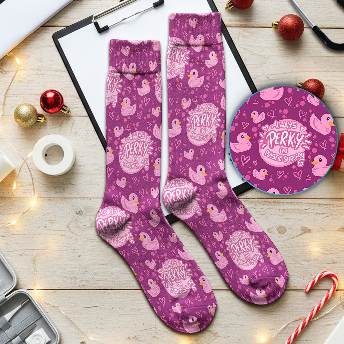 Always Perky Plastic Surgery Duck Nurse Socks