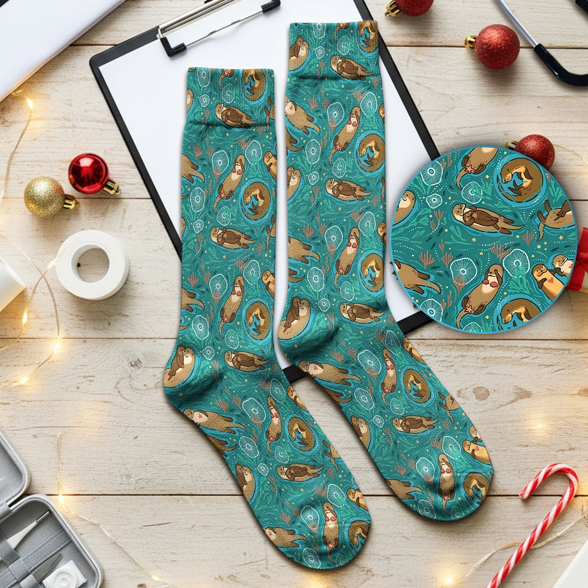 Sea Otter Floating Ocean Nurse Socks