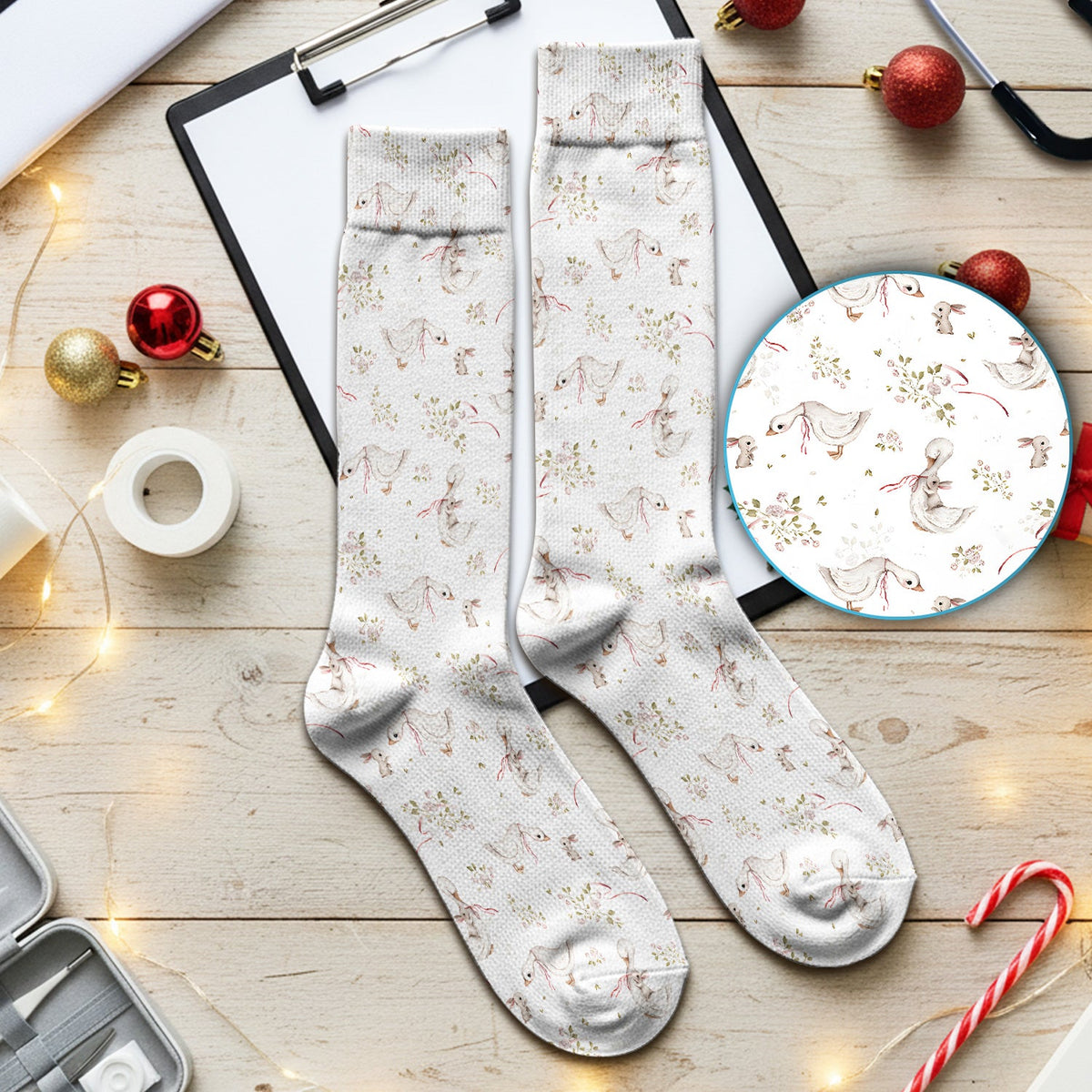 Duck Bunny Floral Nurse Socks - Easter Gift