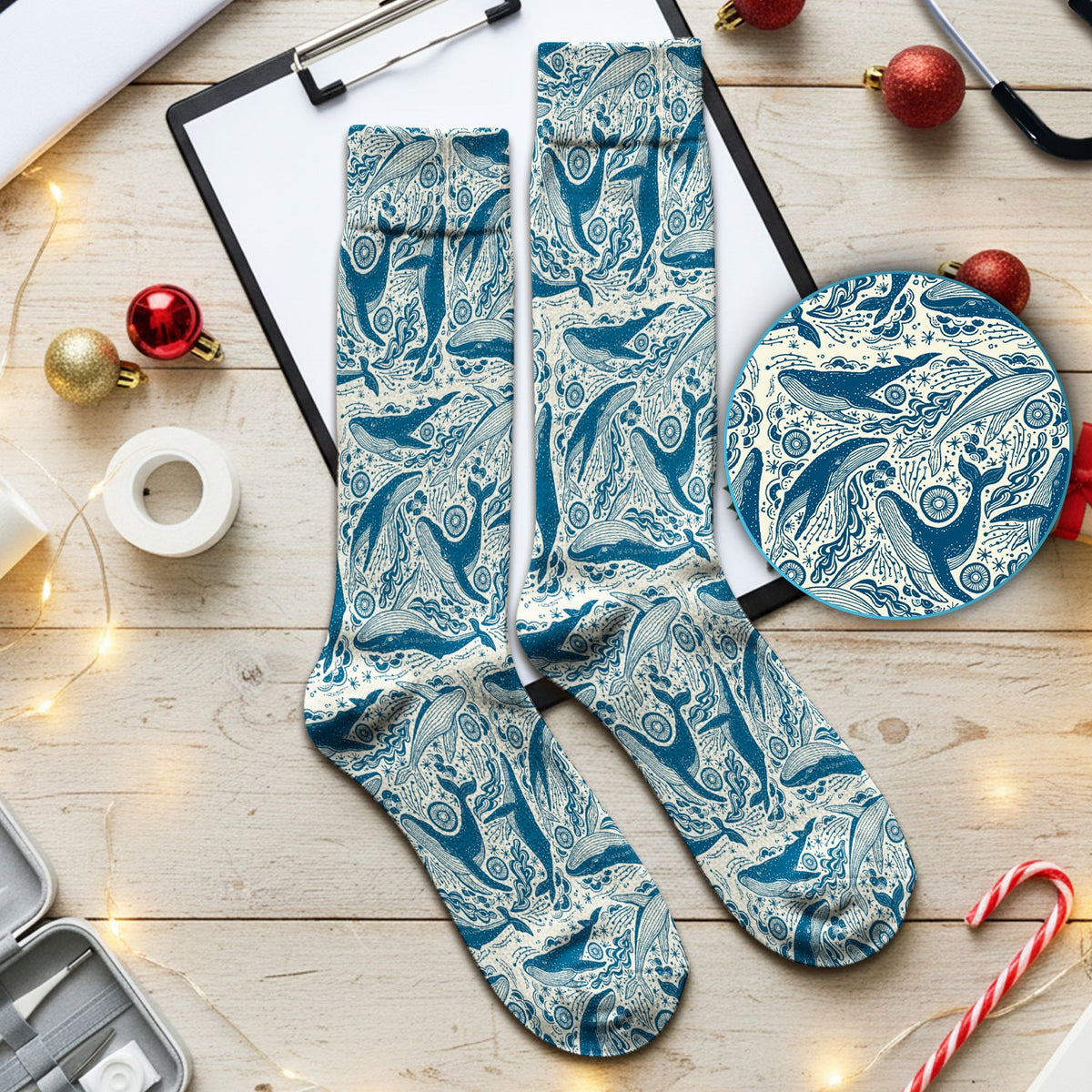Blue Whale Ocean Nurse Socks