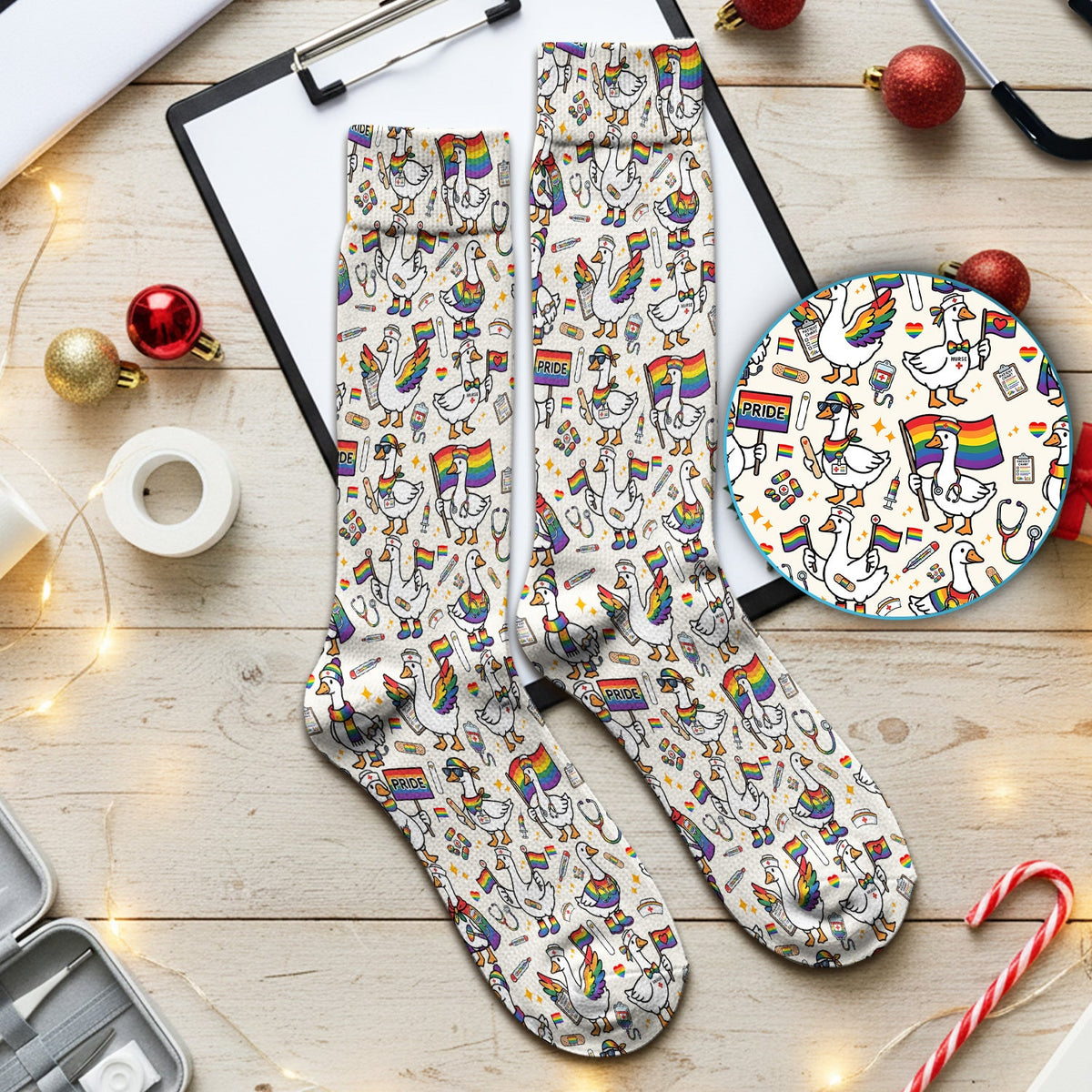 LGBT Pride Nurse Duck Socks
