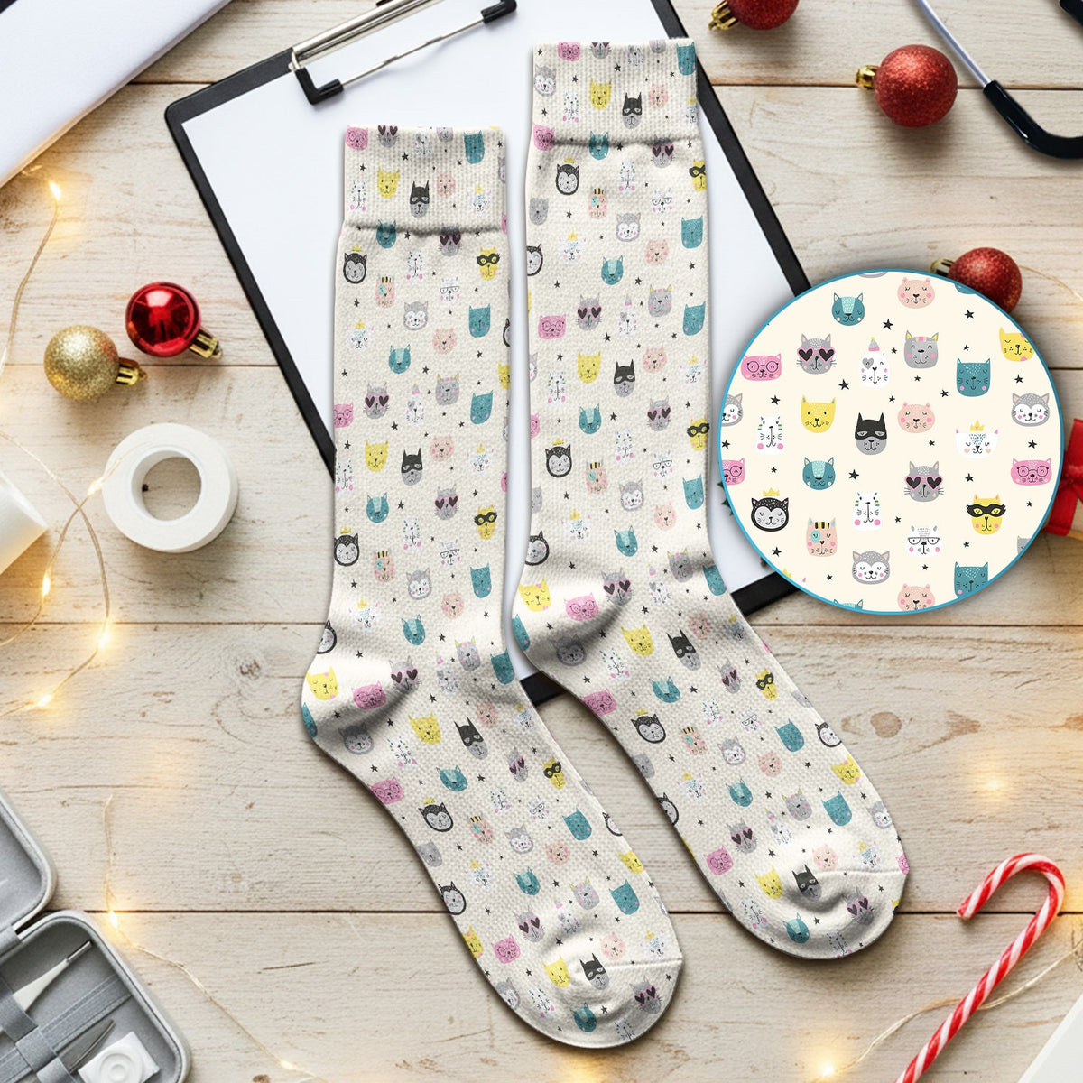 Colorful Cat Nurse Socks