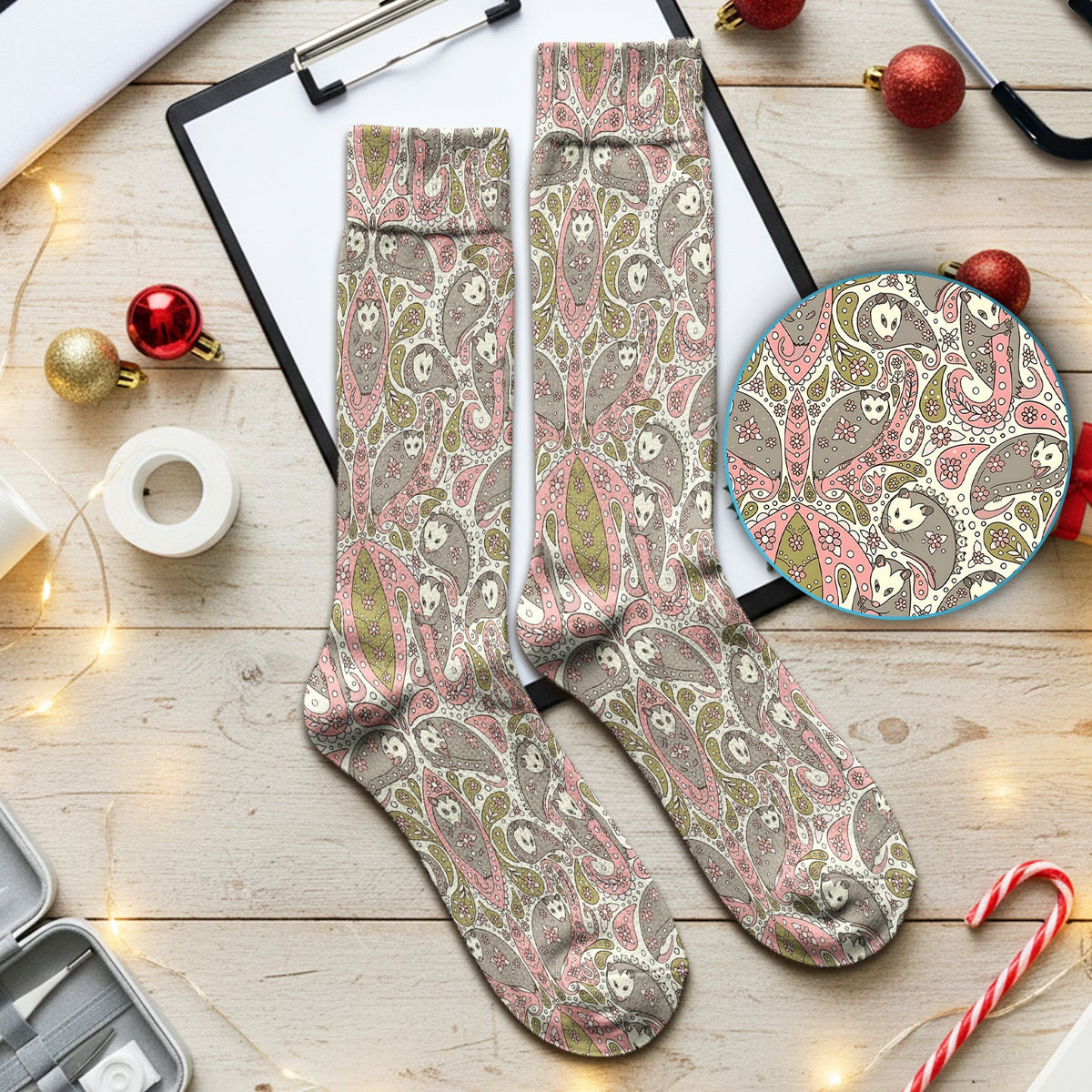 Opossum Paisley Nurse Socks