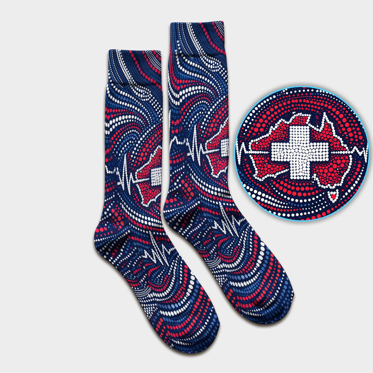 Dot Art Cross Heartbeat Nurse Socks