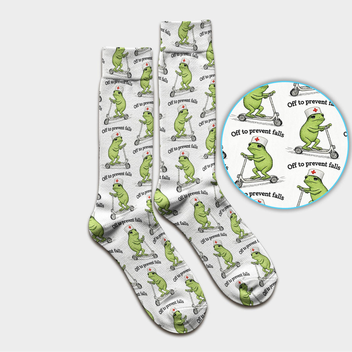 Funny Nurse Scrub Socks, Off To Prevent Falls Nursing Sock, Breathable Fabrics Nursing Uniform