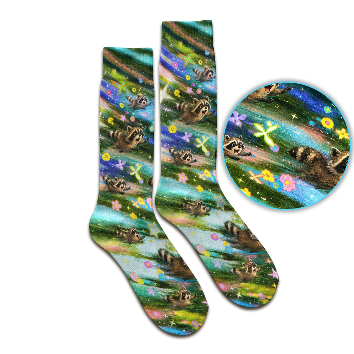 Raccoon Rainbow Dash Nurse Socks