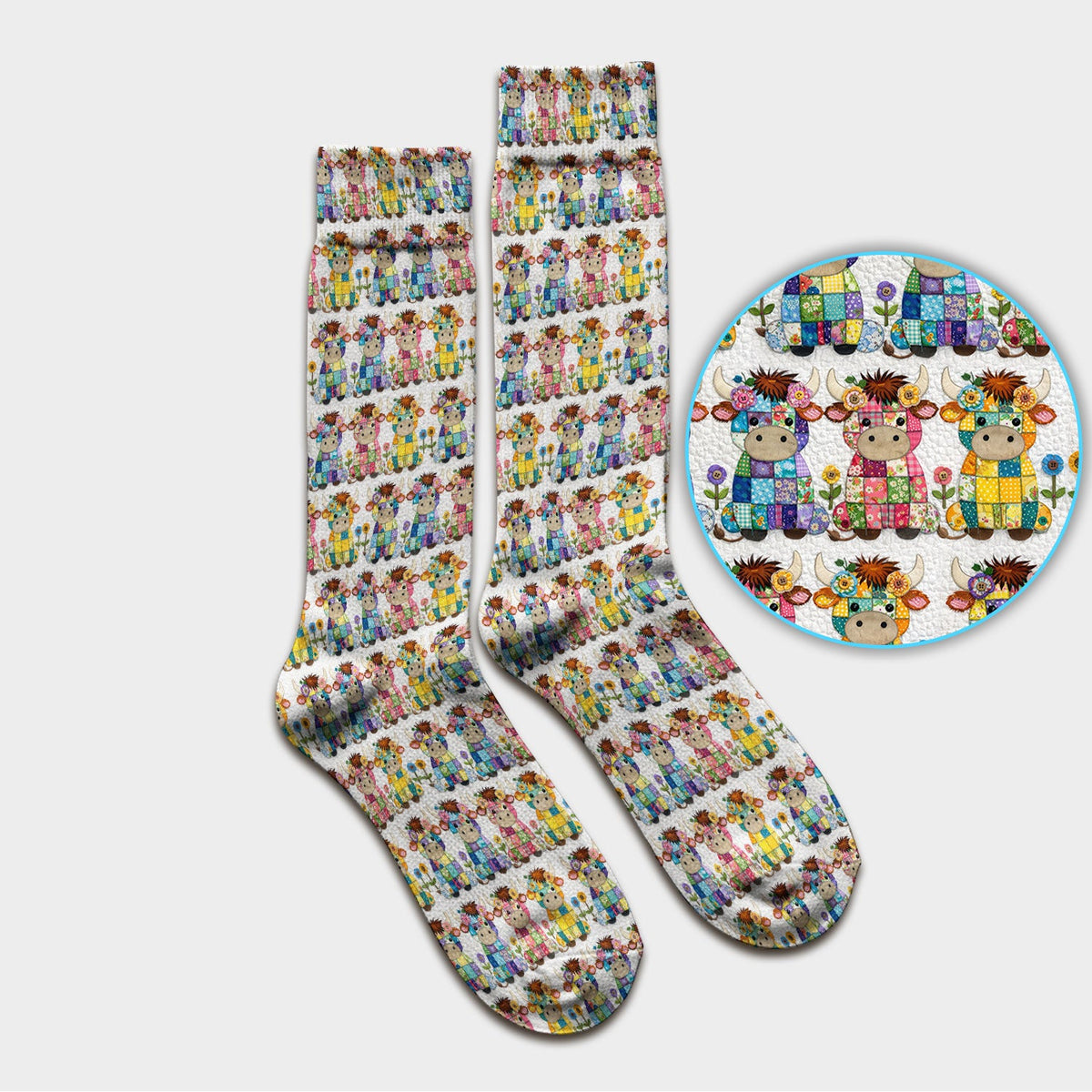 Patchwork Cow Flowers Nurse Socks