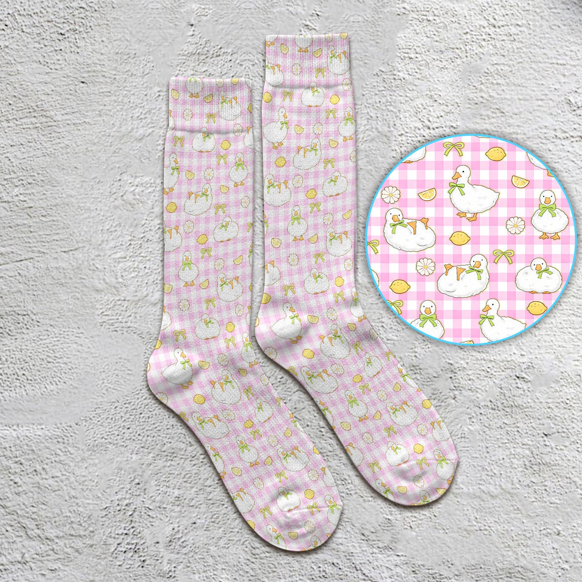 Adorable Ducks Lemon Daisy Nurse Socks