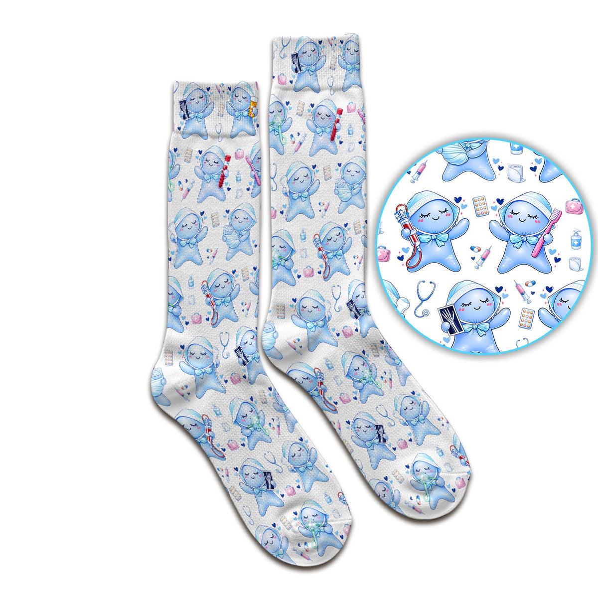 Dental Tooth Character Nurse Socks