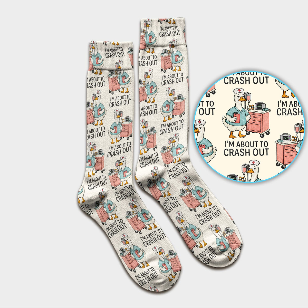 Goose Crash Out Nurse Socks