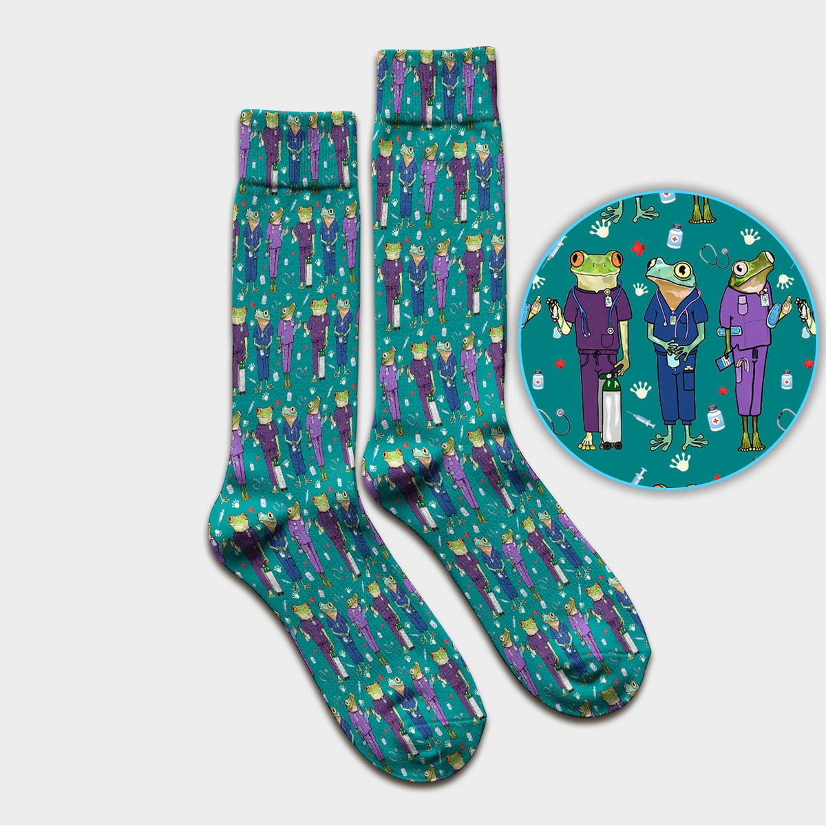 Frog Print Nurse Socks