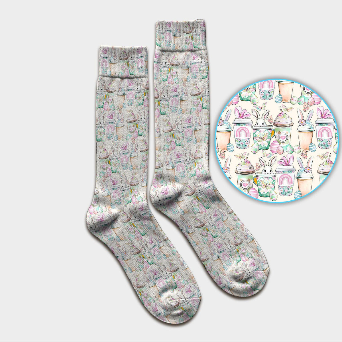 Bunny Coffee Cup Nurse Socks - Easter Gift