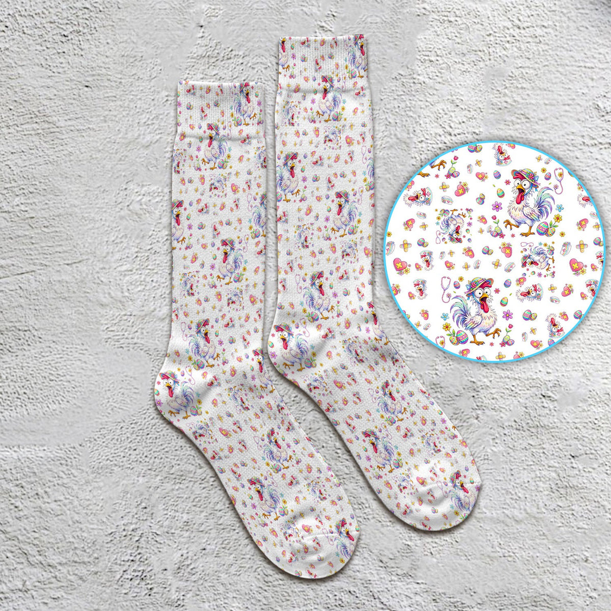 Easter Chicken Nurse Socks