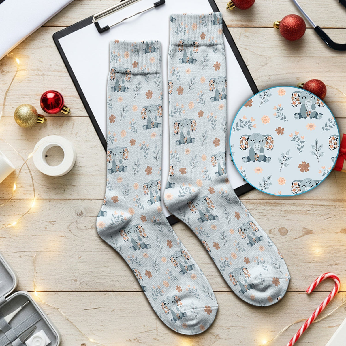 Elephant Floral Nurse Socks