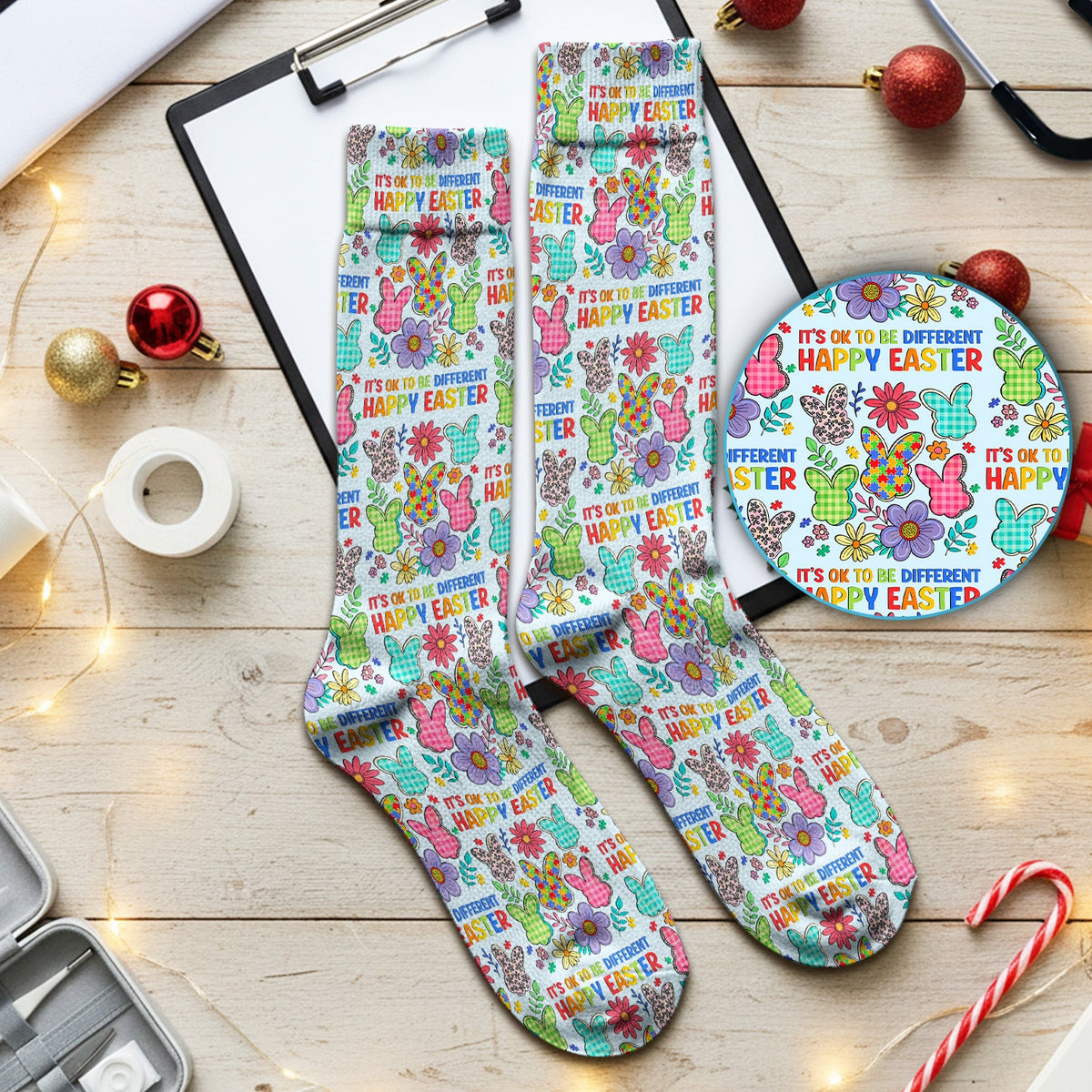 Bunny Floral Nurse Socks - Easter Gift