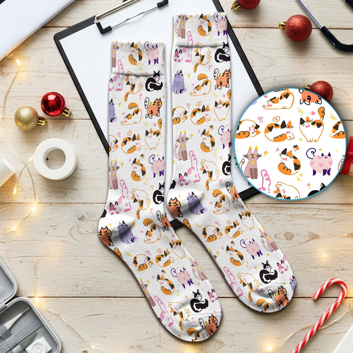 Cute Cats Pattern Nurse Socks