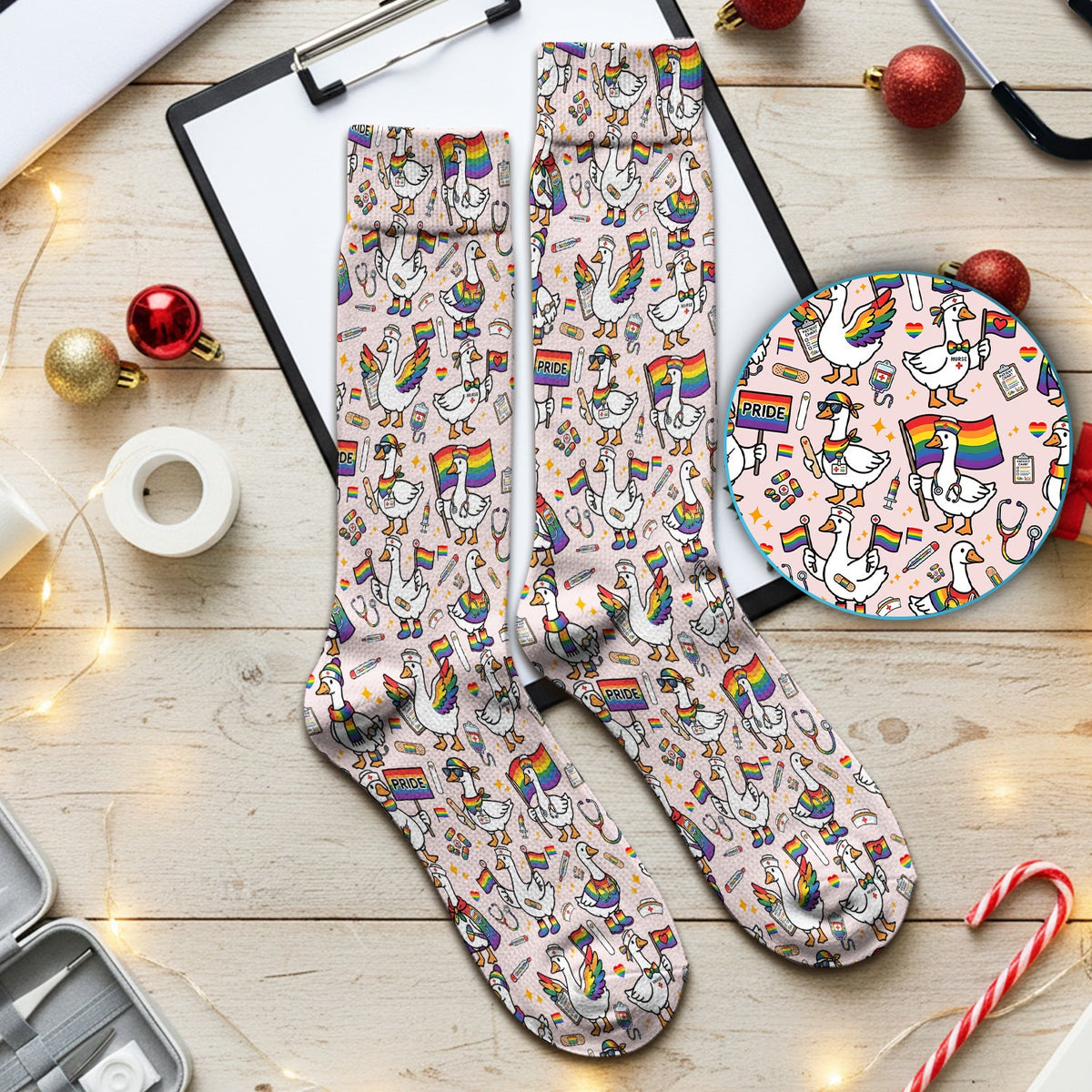 LGBT Pride Nurse Duck Socks