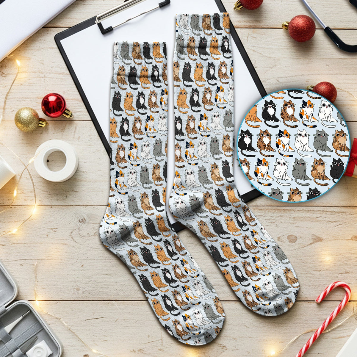 Cat Pattern Nurse Socks
