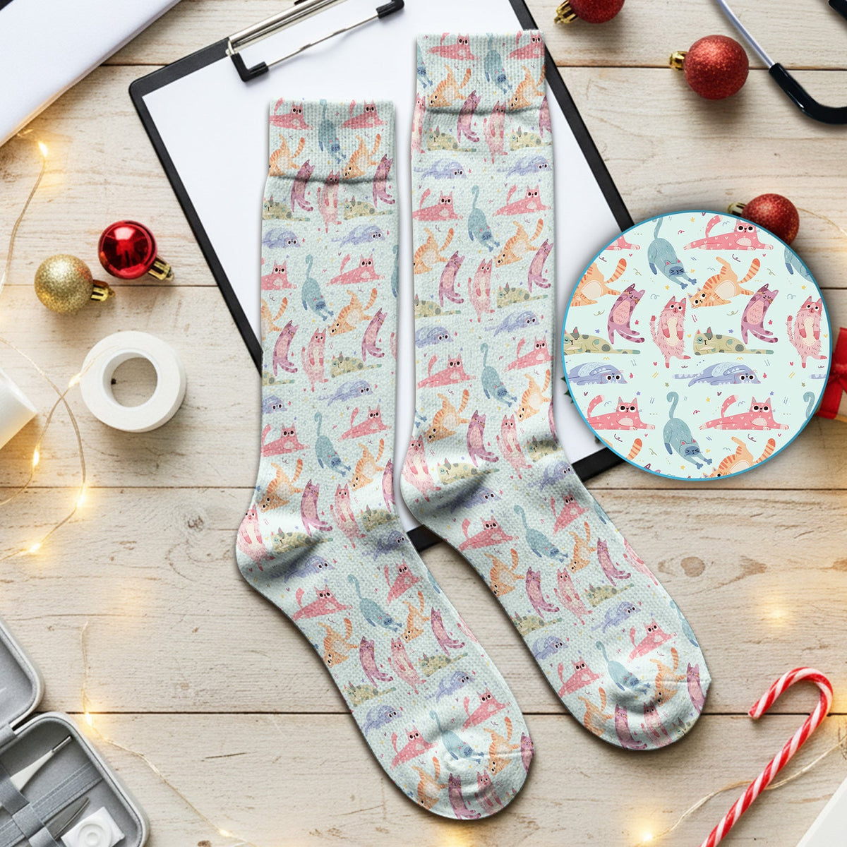 Pastel Cat Nurse Socks
