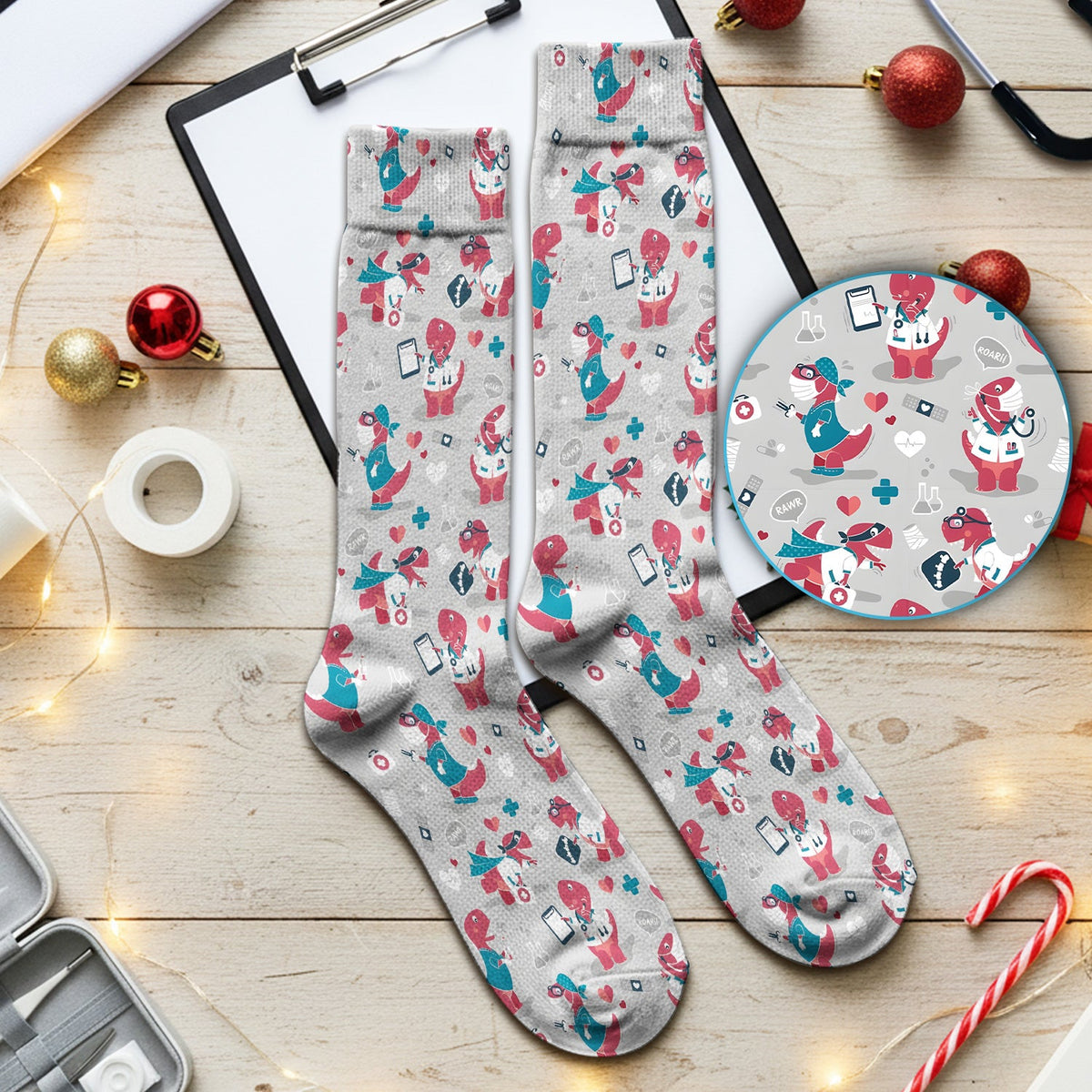 Dinosaur Doctor Nurse Socks