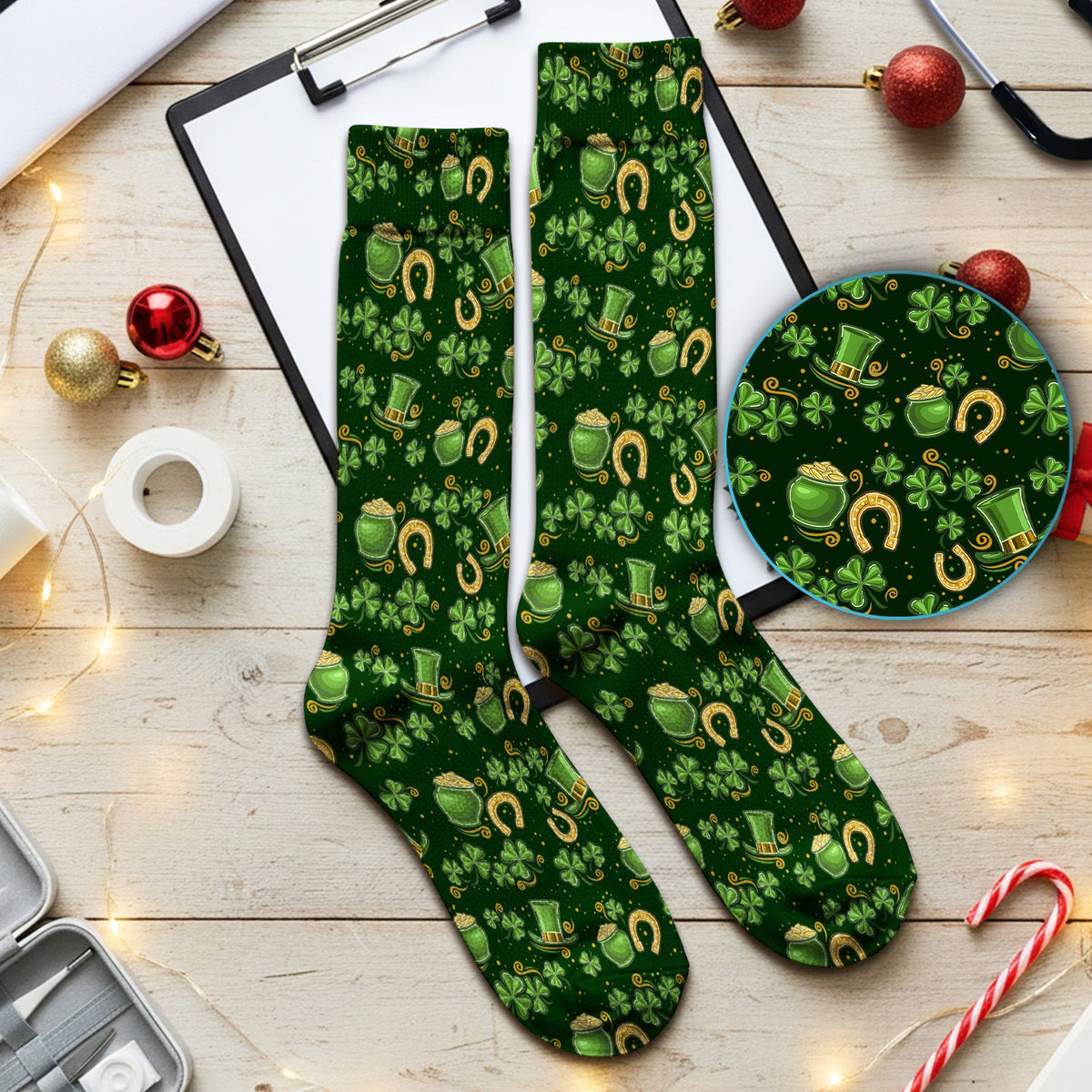 St Patrick Shamrock Nurse Socks