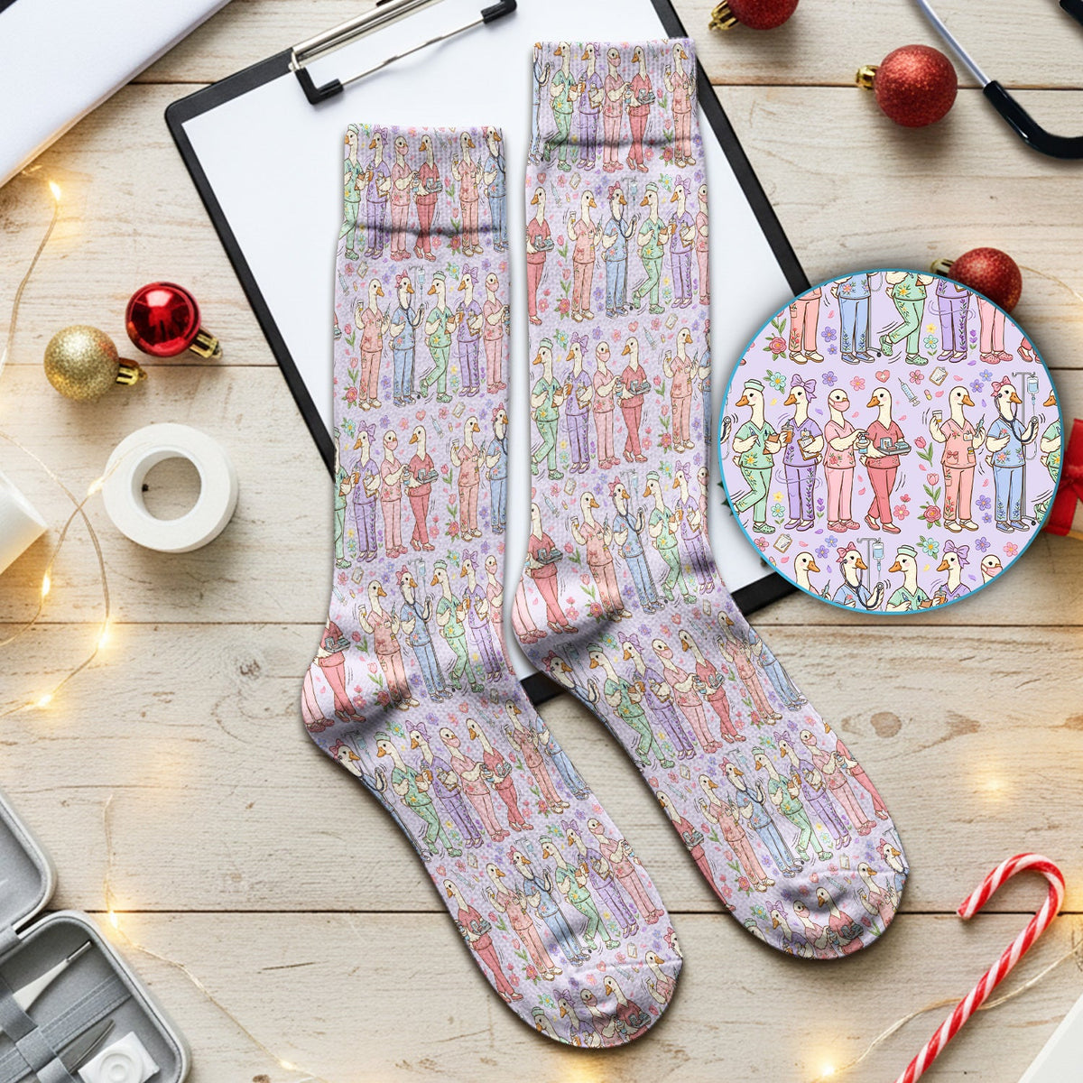 Goose Characters Floral Nurse Socks