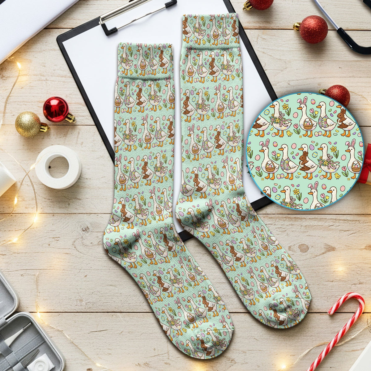 Duck Bunny Egg Floral Nurse Socks - Easter Gift