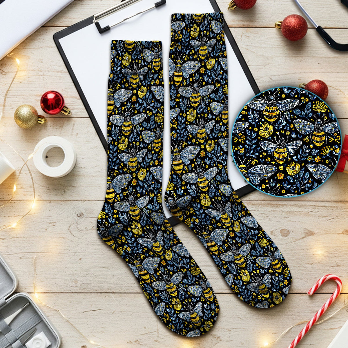 Honey Bee Wildflower Garden Nurse Socks