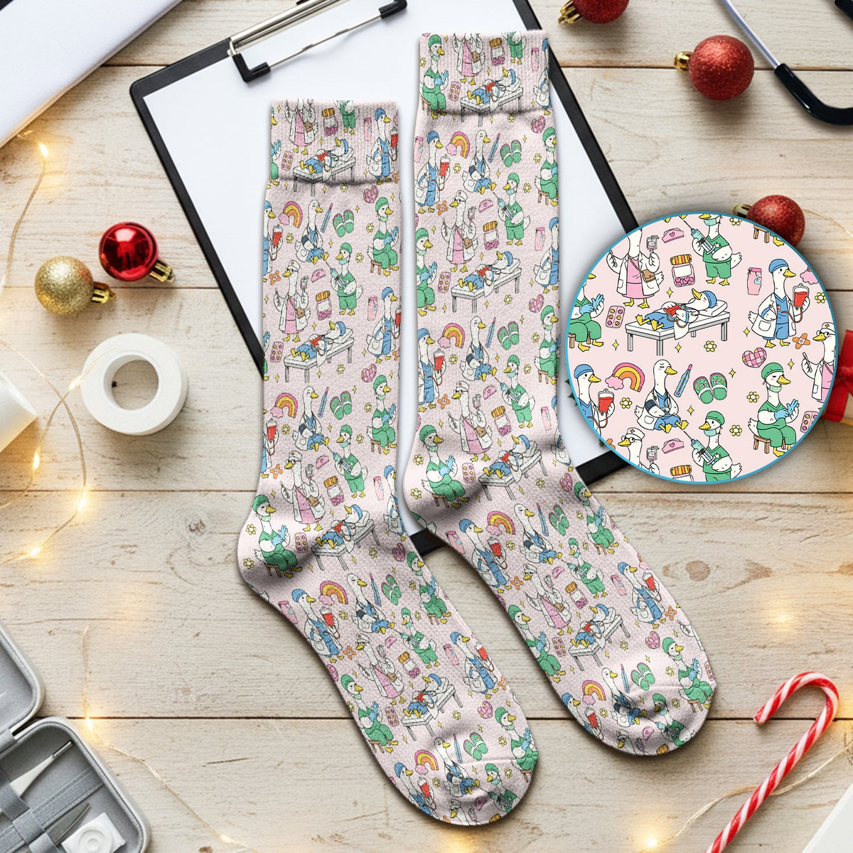 Duck Medical Doodle Nurse Socks
