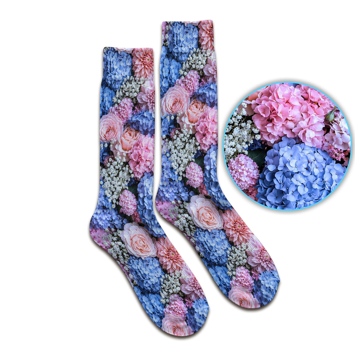 Pastel Hydrangea Rose Blossom Nurse Socks