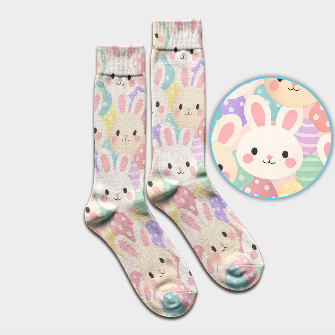 Pastel Bunny Easter Eggs Nurse Socks