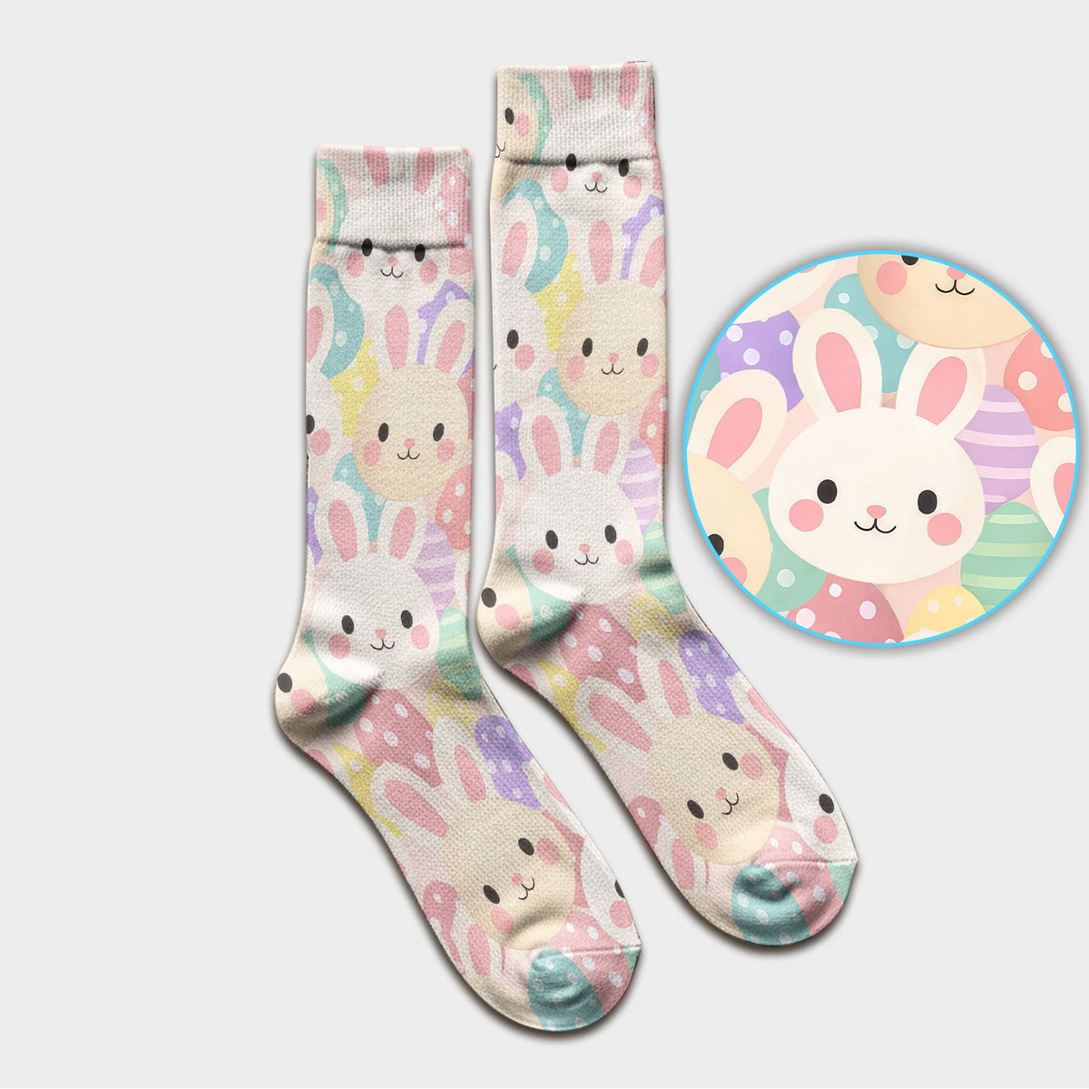 Pastel Bunny Easter Eggs Nurse Socks