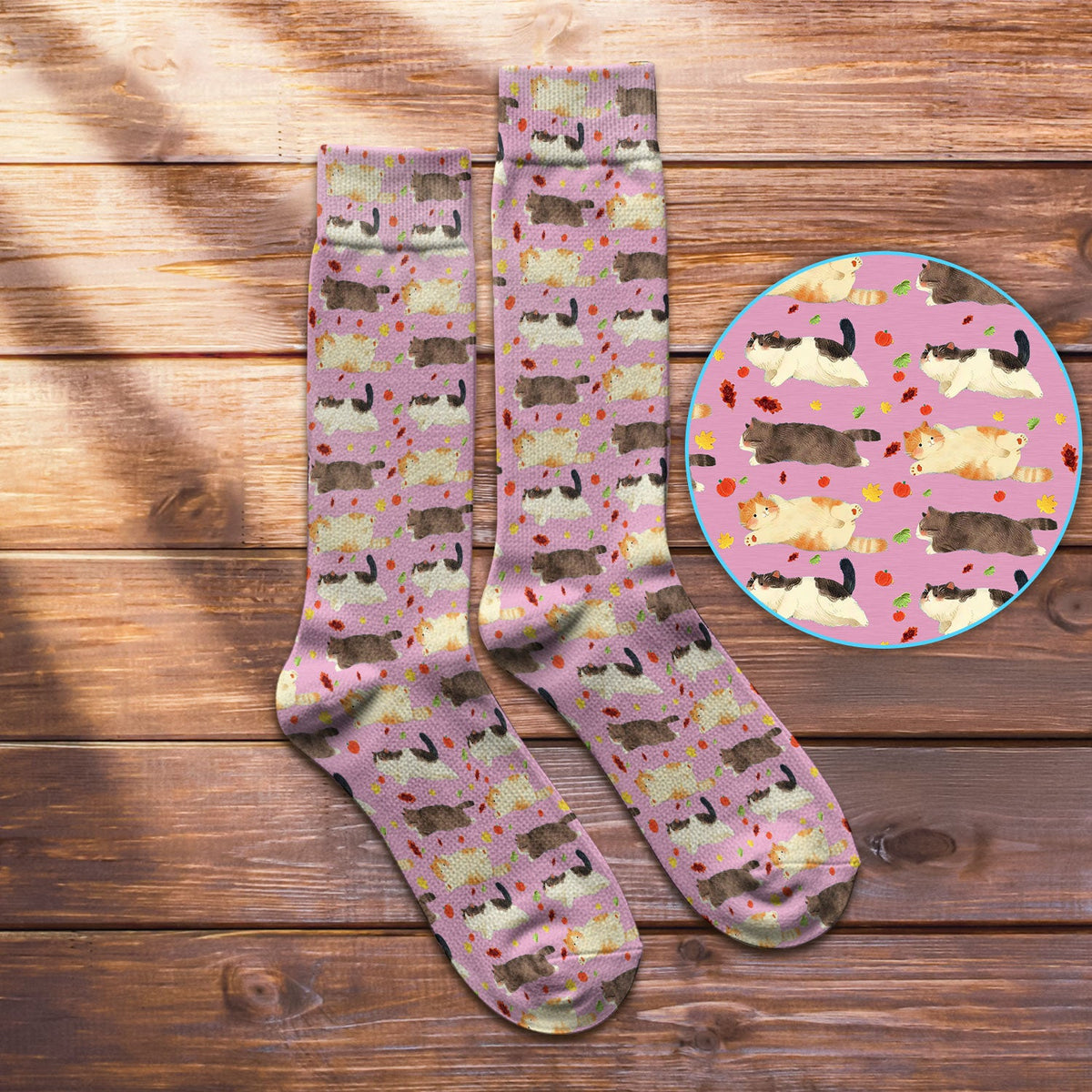 Chubby Cat Autumn Leaves Nurse Socks