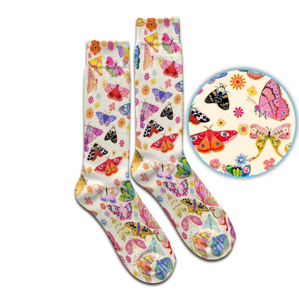 Colorful Butterfly Floral Nurse Socks