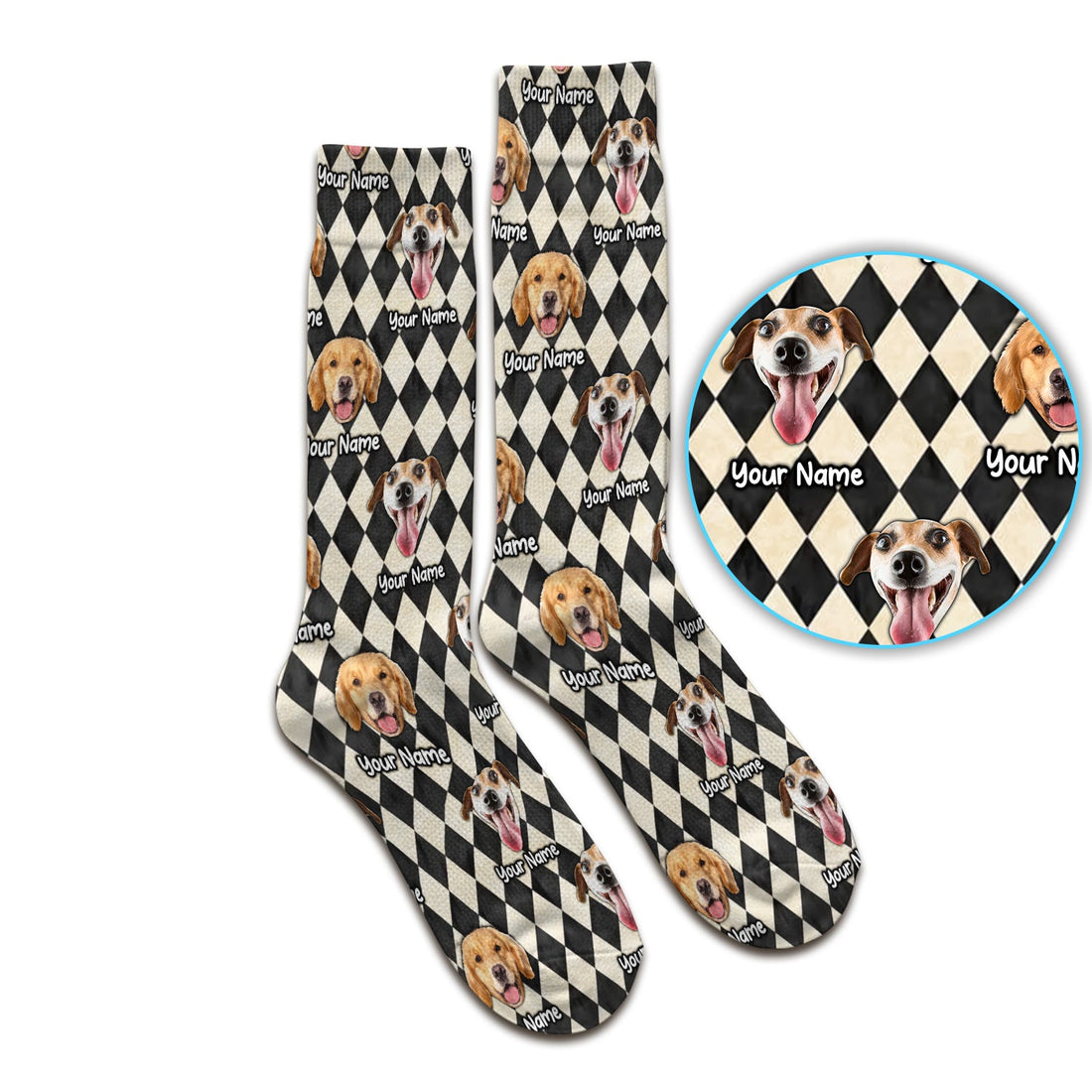 Personalized Pet Portrait Argyle Nurse Socks