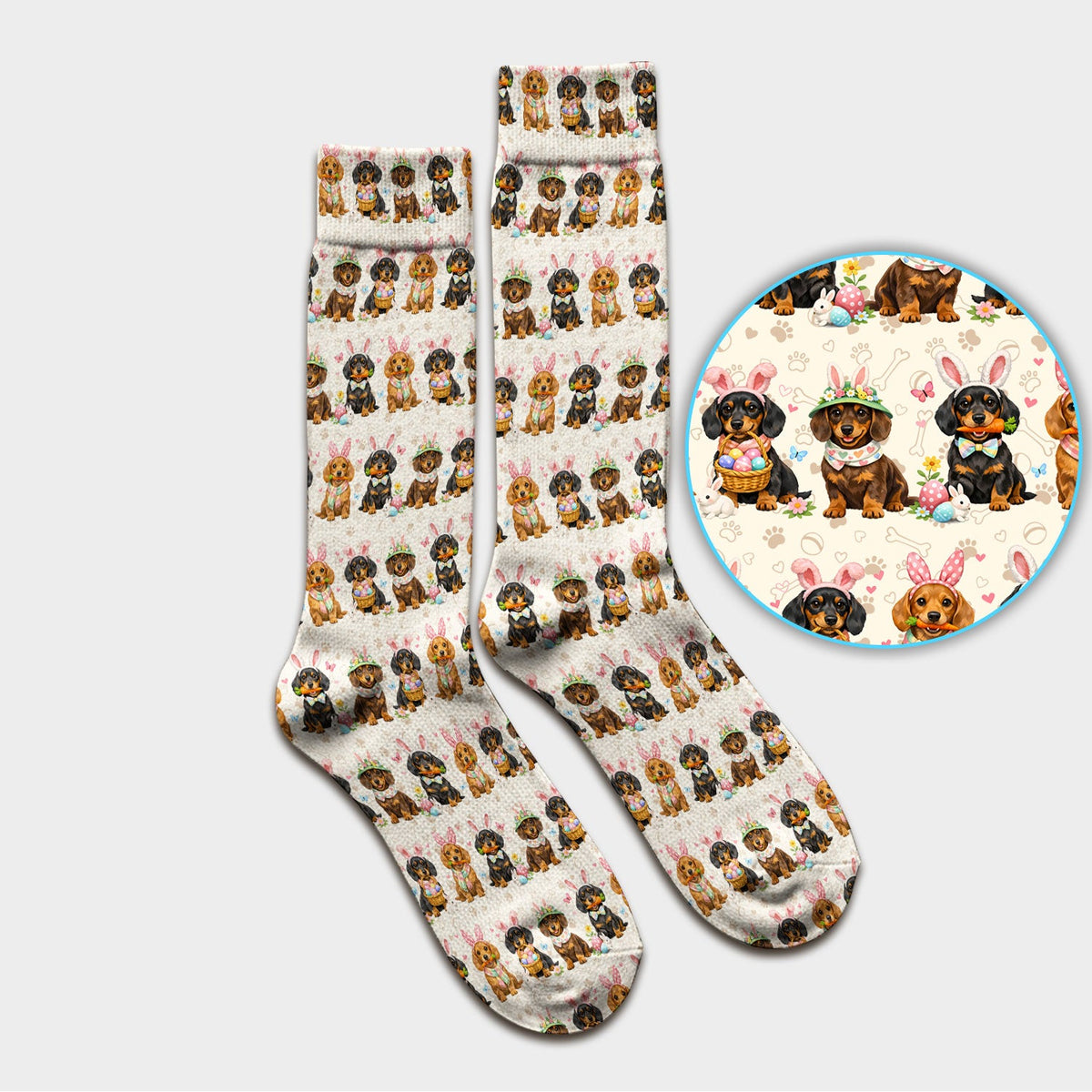 Easter Dachshund Bunny Nurse Socks