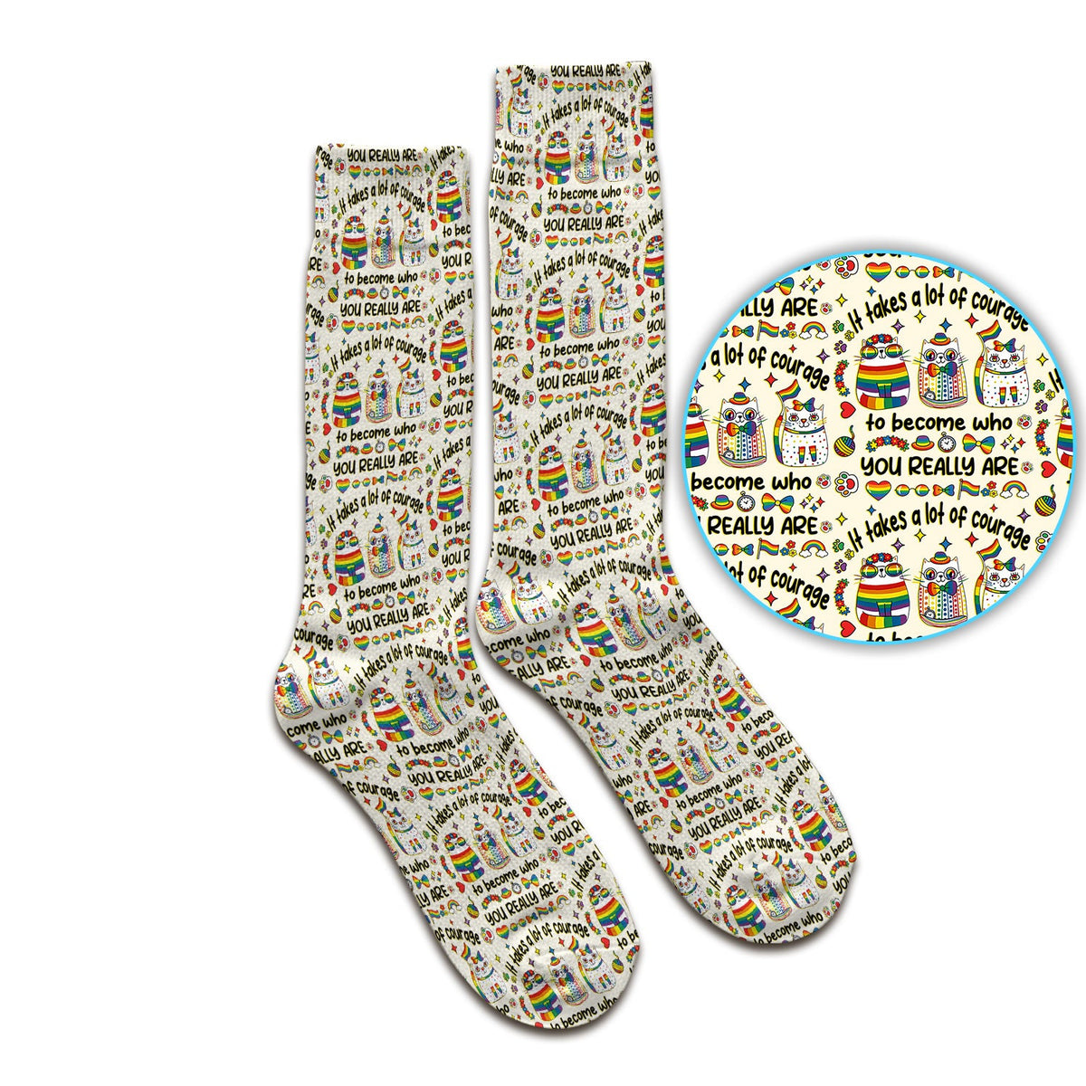 Nurse Rainbow Cat Courage Socks