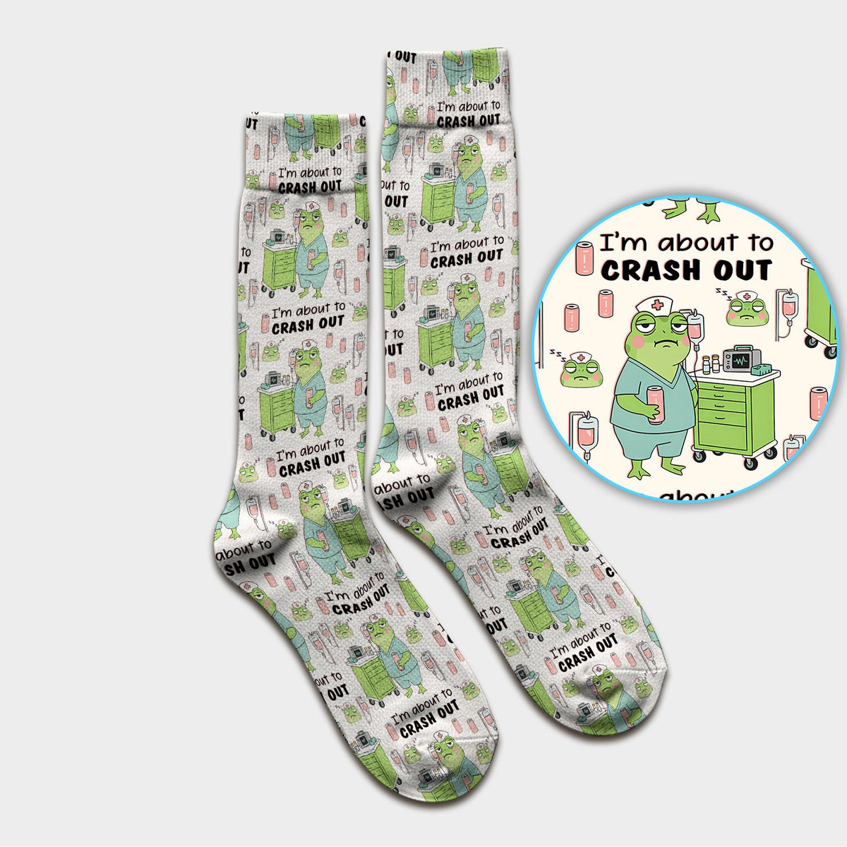 Crash Out Frog Nurse Socks