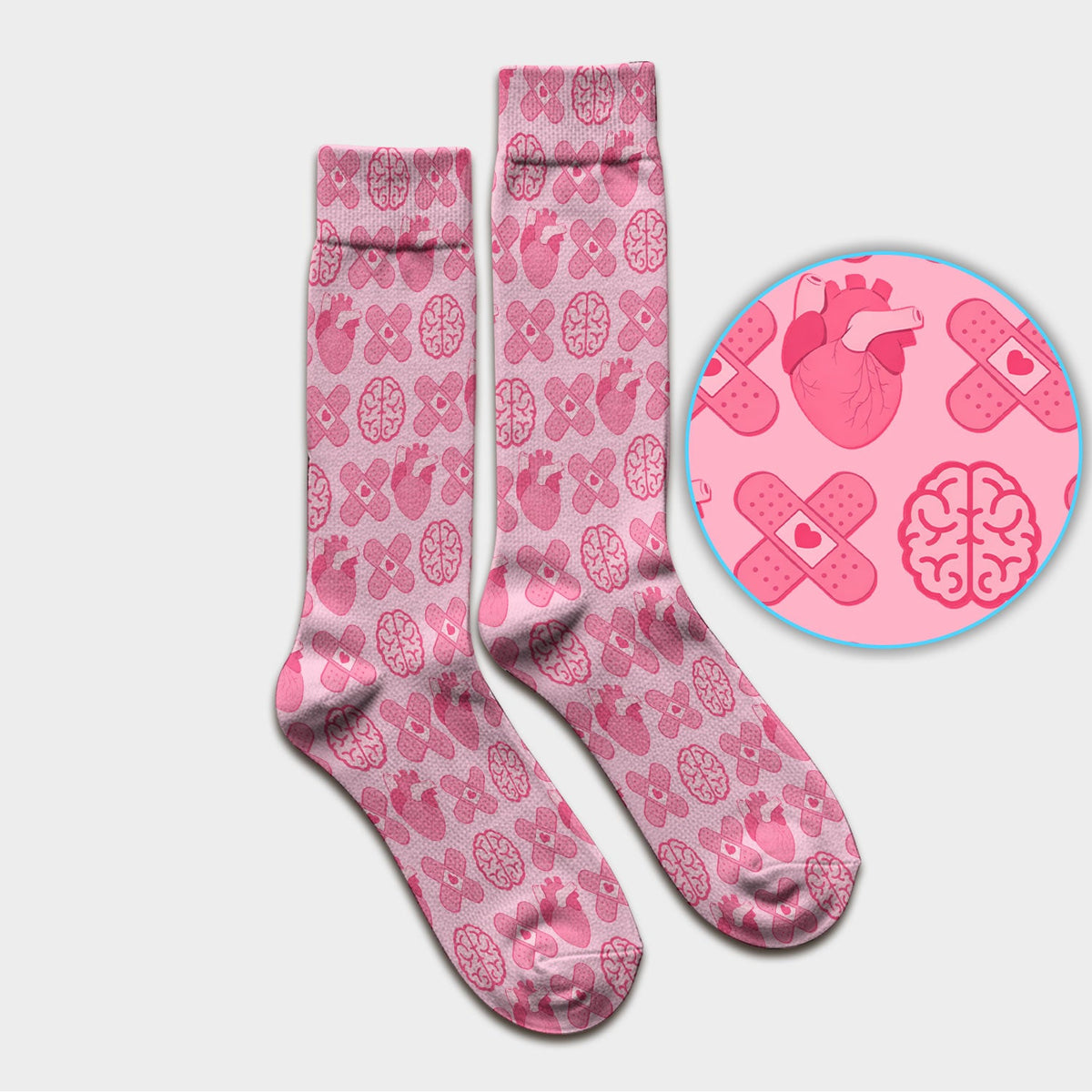 Heart Brain Medical Icon Nurse Socks