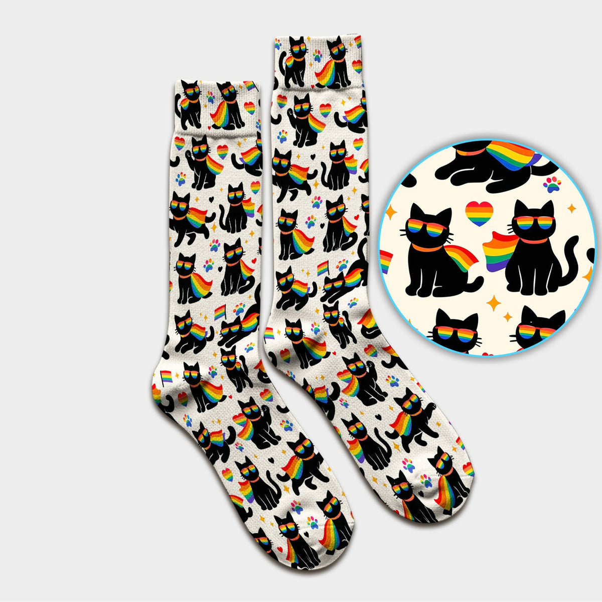 Rainbow Black Cat Pride Nurse Socks