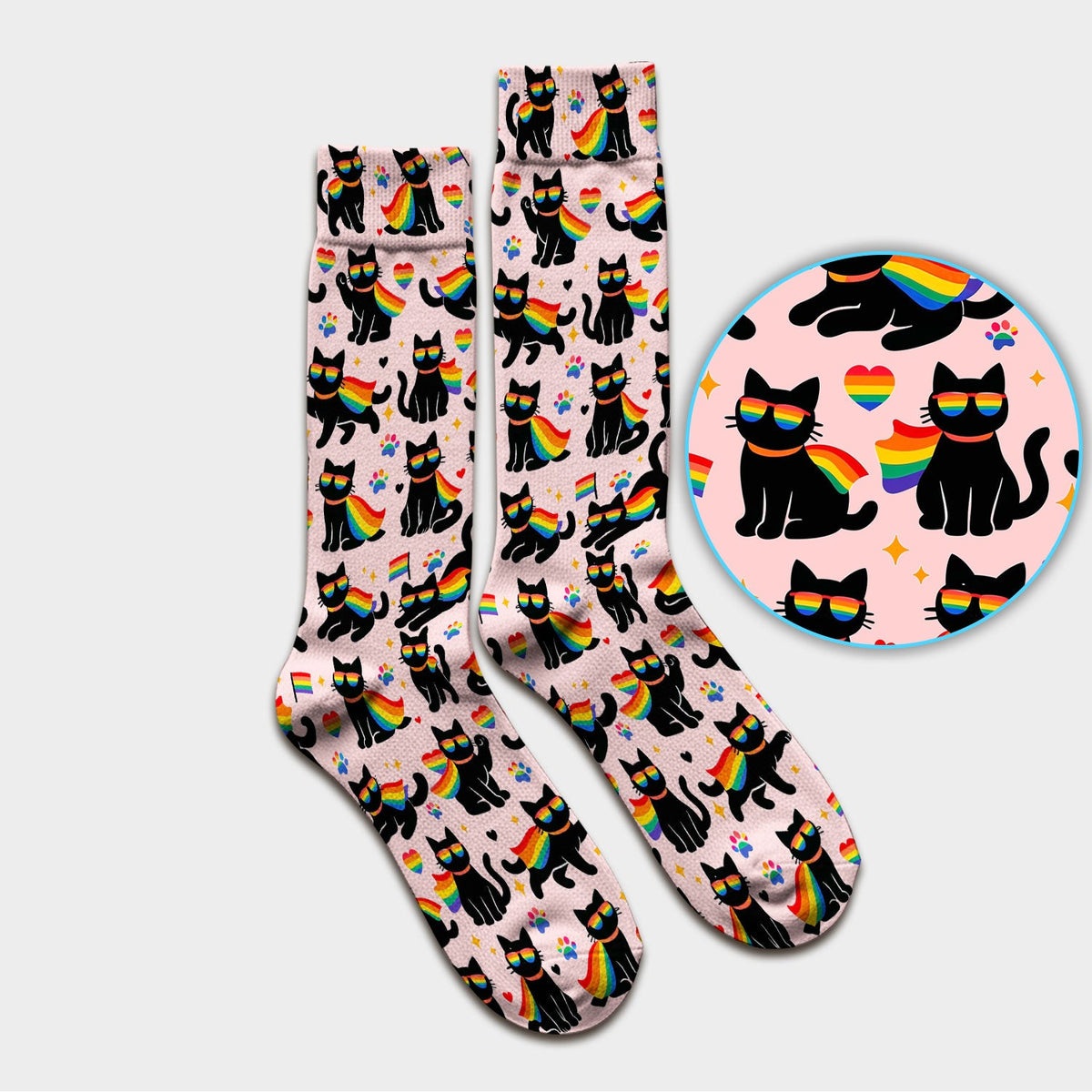 Rainbow Black Cat Pride Nurse Socks