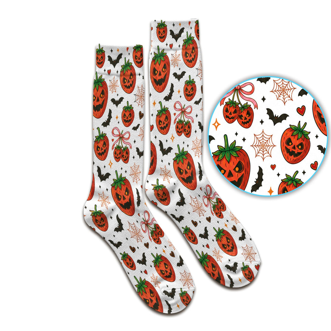 Sweet Halloween Strawberry Jack O Lanterns Nurse Socks