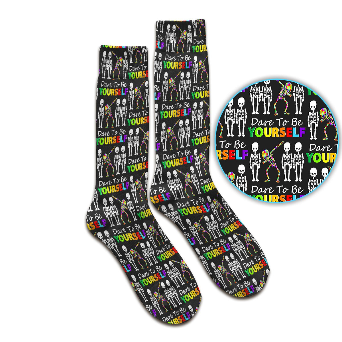 Rainbow Skeleton Dare To Be Yourself Nurse Socks